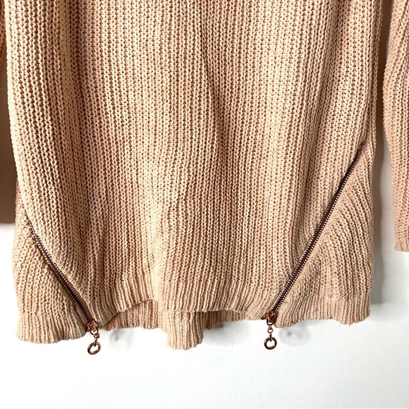 bebe Nude Rose Knit Zipper Sweater - Picture 3 of 6